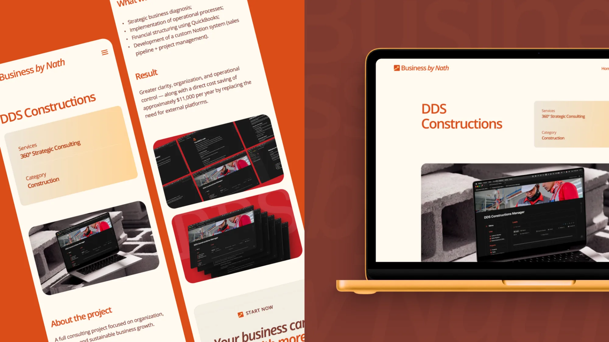 Business by Nath: case study page on mobile and desktop